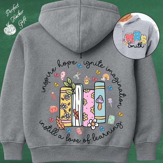 Personalized Teacher Zip Hoodie: Custom Educator Appreciation Gift